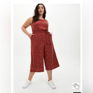 Torrid 1 MARSALA STARS TEXTURED KNIT CULOTTE JUMPSUIT